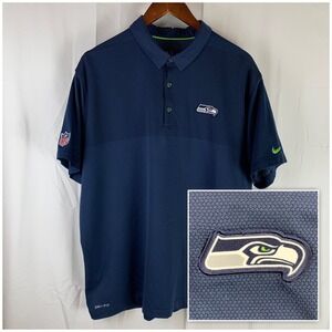Nike Polo Shirt Mens XL Navy Blue Seattle Seahawks NFL Dri-FIT On Field 837209